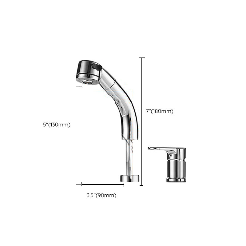 Modern Chrome Sink Faucet Brass Bathroom Low Arc Lifting Faucet