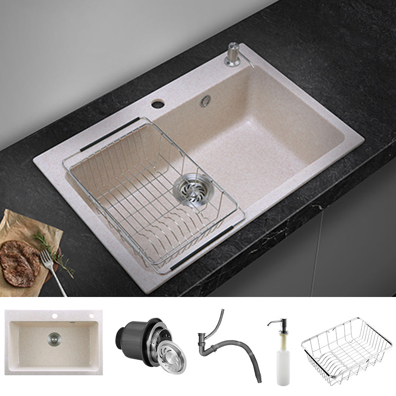 Single Bowl Kitchen Sink Quartz Modern Kitchen Sink with Strainer