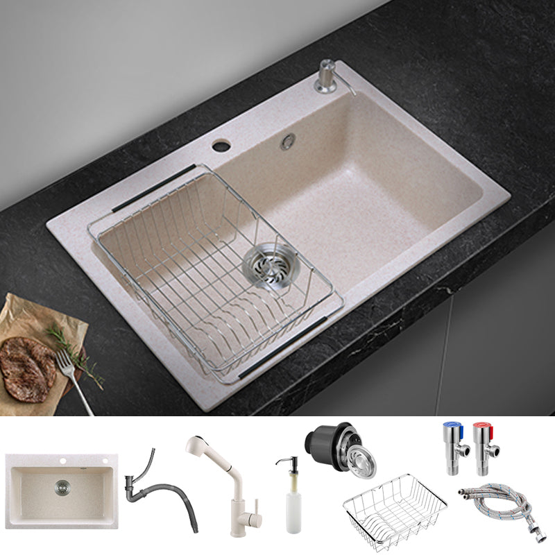 Single Bowl Kitchen Sink Quartz Modern Kitchen Sink with Strainer