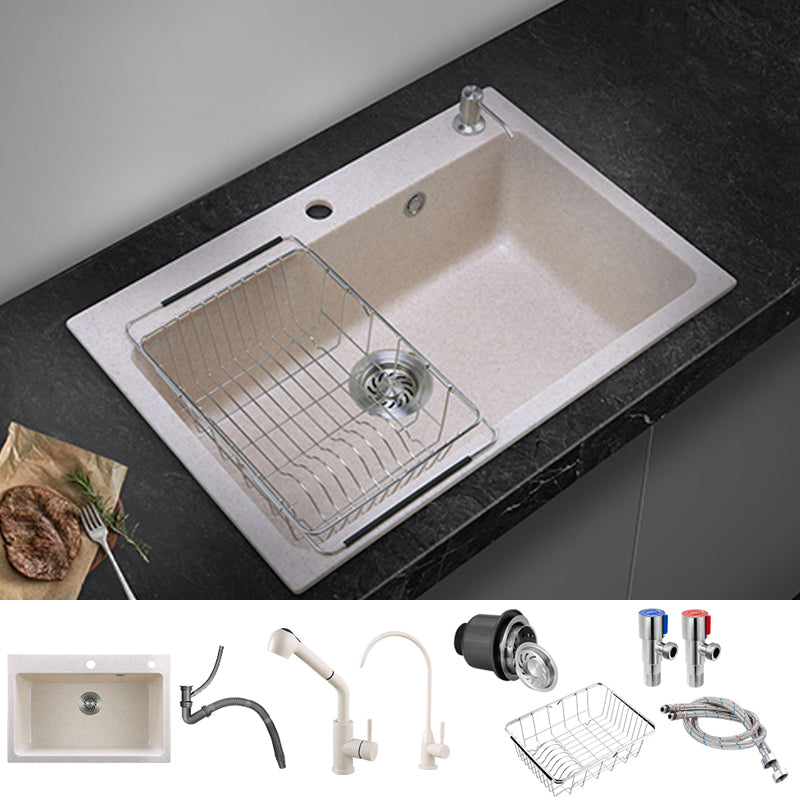 Single Bowl Kitchen Sink Quartz Modern Kitchen Sink with Strainer