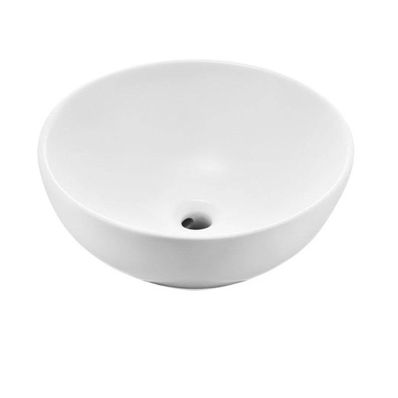 White Porcelain Bathroom Sink with Overflow Vessel Bathroom Sink
