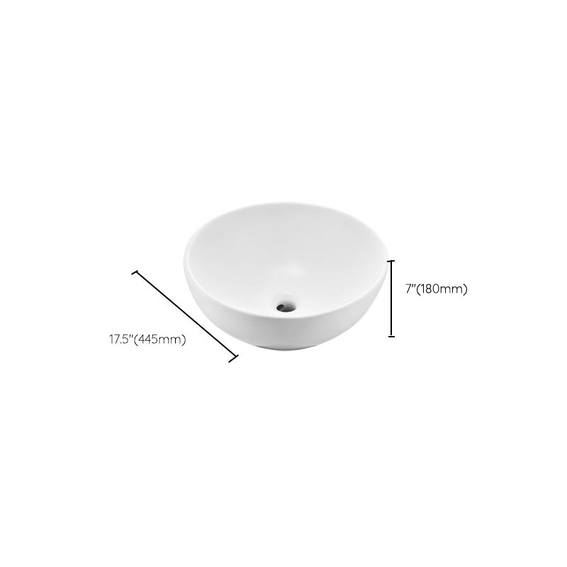 White Porcelain Bathroom Sink with Overflow Vessel Bathroom Sink