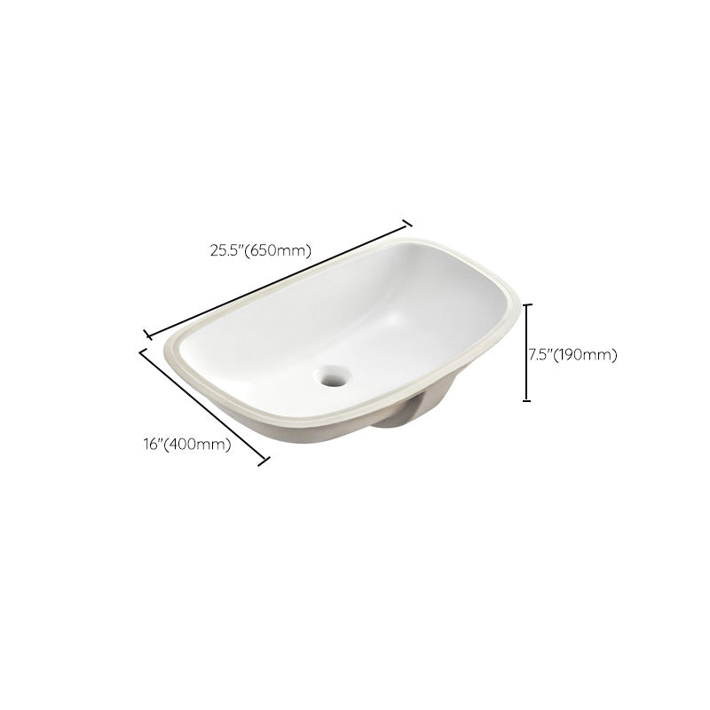White Porcelain Bathroom Sink with Overflow Vessel Bathroom Sink