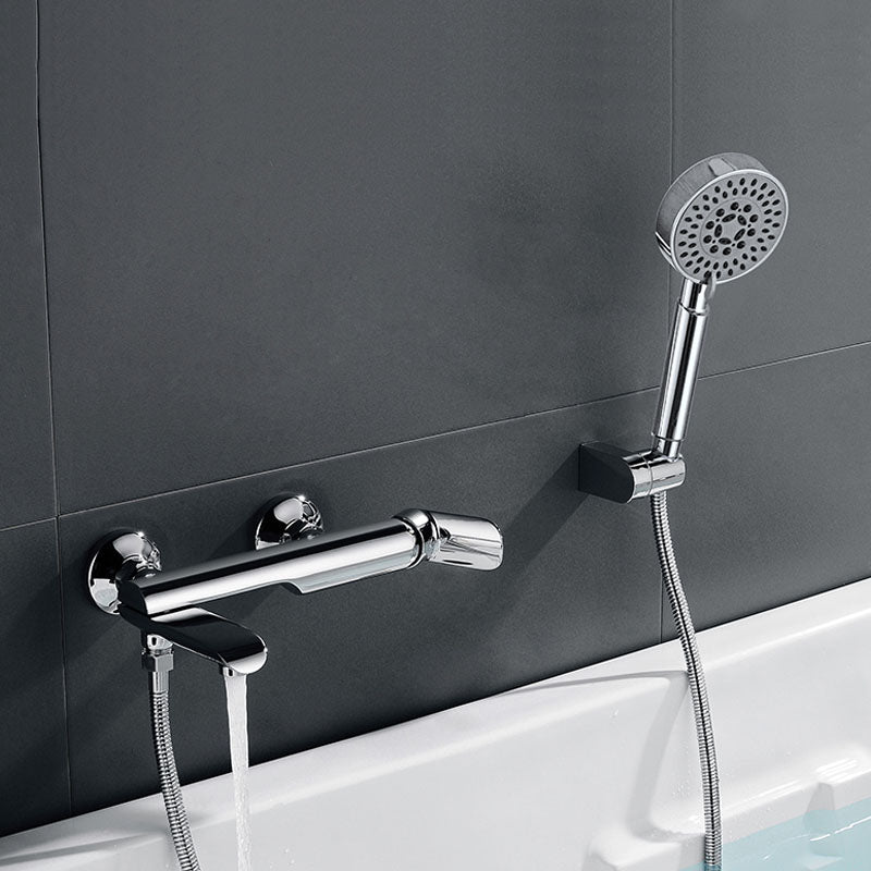 Modern Bathtub Faucet Brass Handheld Shower Head Single Rod Handle Bathtub Faucet