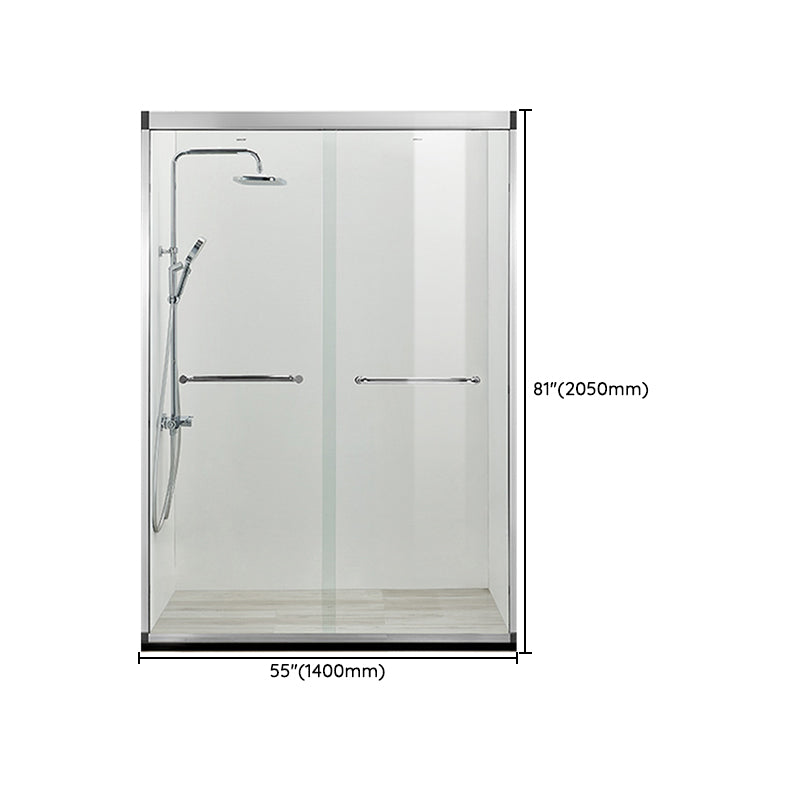 Black Double Sliding Shower Bath Door Semi-Frameless Tempered Shower Doors