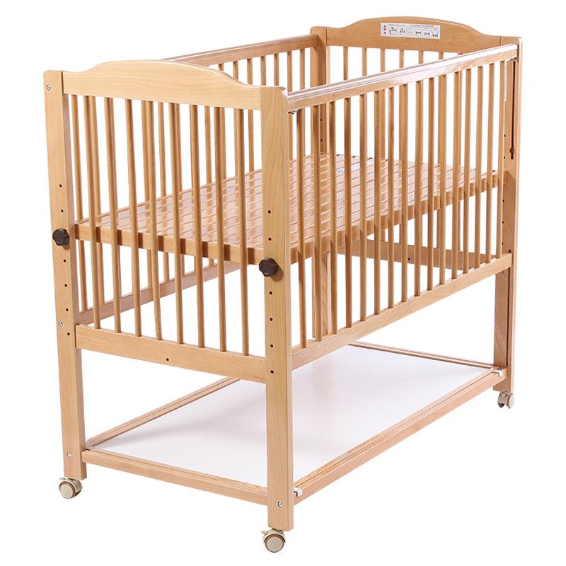Solid Wood Convertible Crib Farmhouse Nursery Crib with Casters