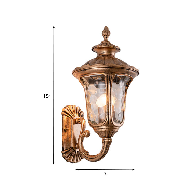 Countryside Acorn Sconce Light Fixture 1 Bulb Water Glass Wall Mounted Lamp in Brass
