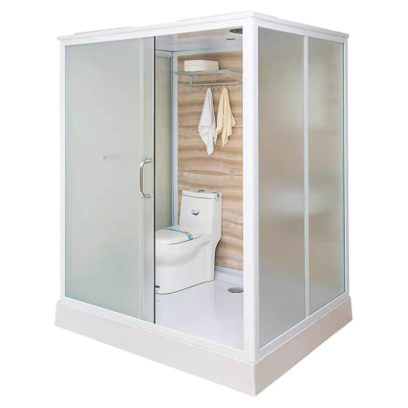 Framed Single Sliding Shower Kit Rectangle Frosted Shower Stall