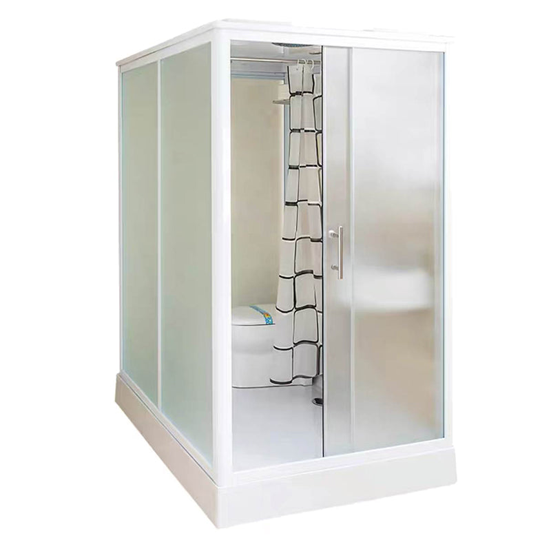 Framed Single Sliding Shower Kit Rectangle Frosted Shower Stall