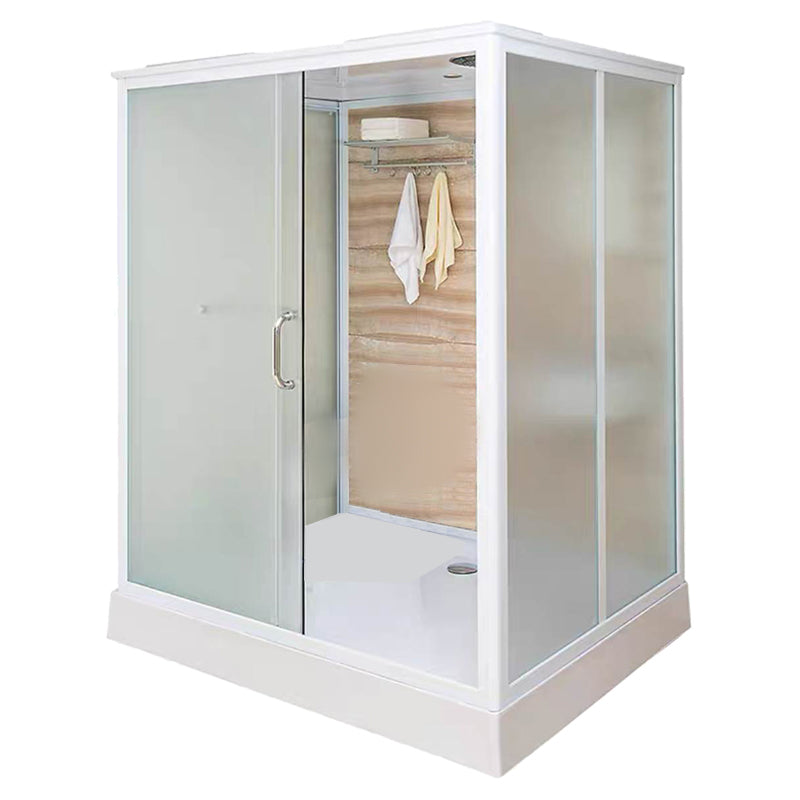 Framed Single Sliding Shower Kit Rectangle Frosted Shower Stall