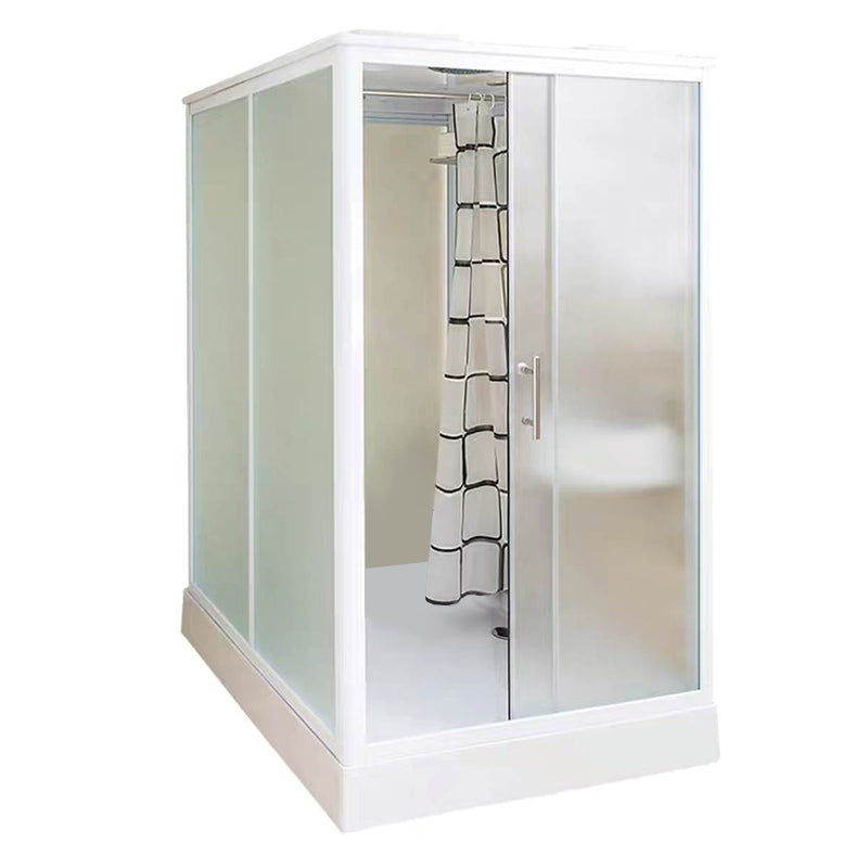 Framed Single Sliding Shower Kit Rectangle Frosted Shower Stall