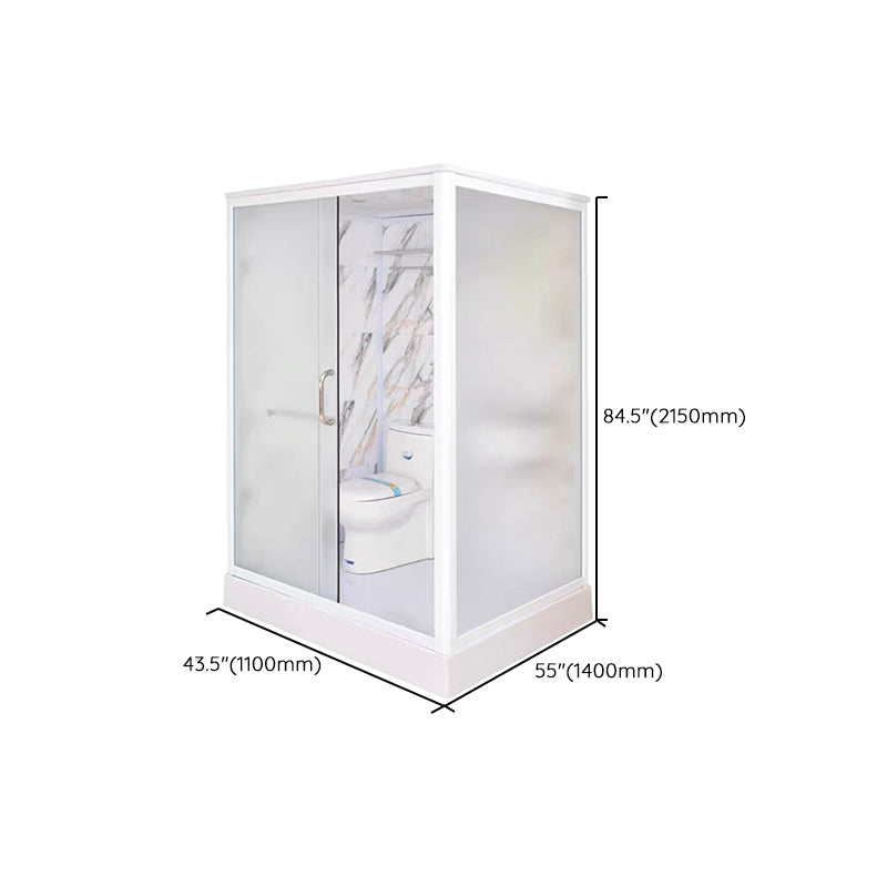 Framed Single Sliding Shower Kit Rectangle Frosted Shower Stall