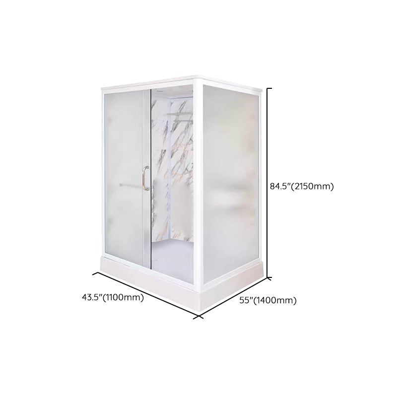 Framed Single Sliding Shower Kit Rectangle Frosted Shower Stall