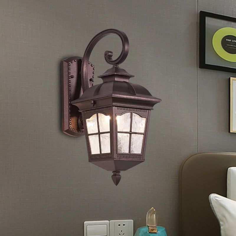 Water Glass Dark Coffee Sconce Lamp Swirl Arm 1 Light Farmhouse Wall Mounted Lighting