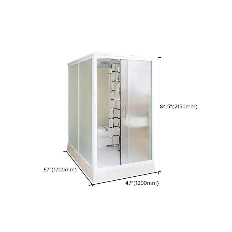 Framed Single Sliding Shower Kit Rectangle Frosted Shower Stall