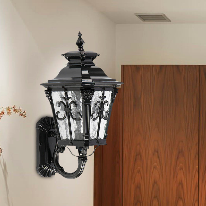 Arrow Flower Outdoor Wall Mount Light Country Clear Water Glass 1 Light Black Wall Lamp Sconce