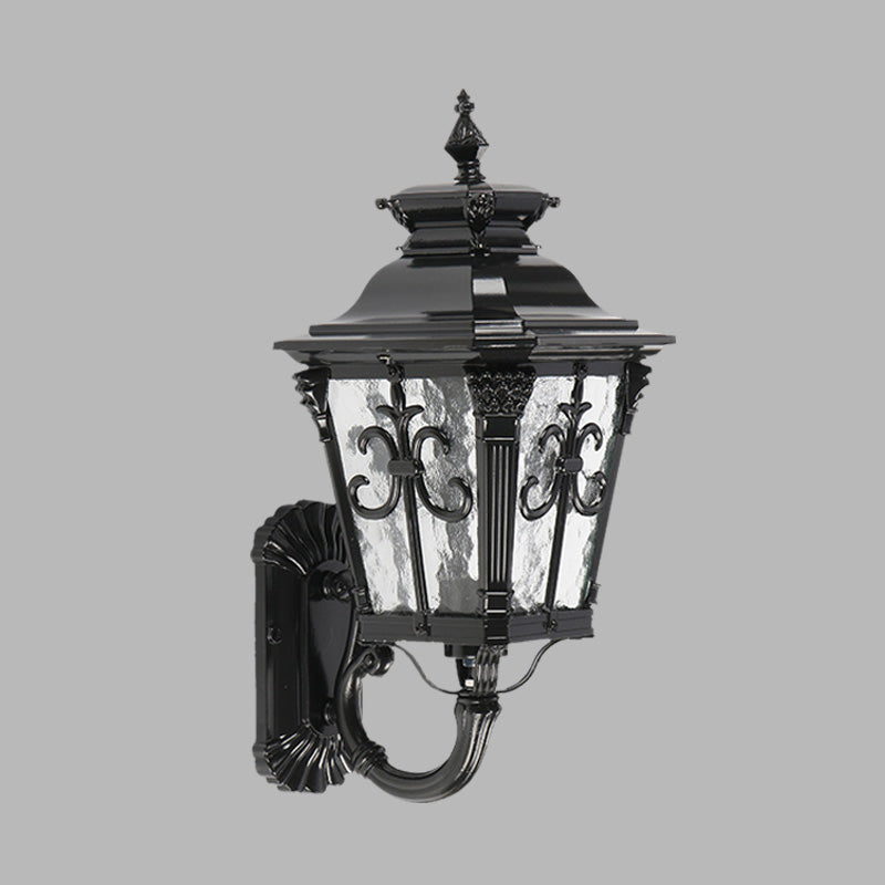 Arrow Flower Outdoor Wall Mount Light Country Clear Water Glass 1 Light Black Wall Lamp Sconce