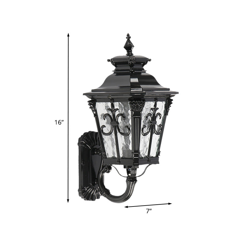 Arrow Flower Outdoor Wall Mount Light Country Clear Water Glass 1 Light Black Wall Lamp Sconce