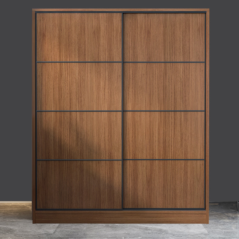 Modern Brown Wood Wardrobe Armoire Freestanding Multifunctional Wardrobe