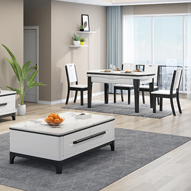 Drop-Leaf Dining Site Table Contemporary 4 Legs Dining Room Table