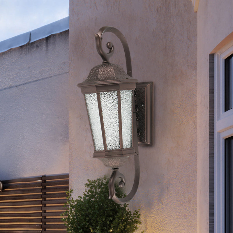 1 Bulb Wall Sconce Light Rustic Aniseed Water Glass Wall Mount Lamp Fixture in Dark Coffee