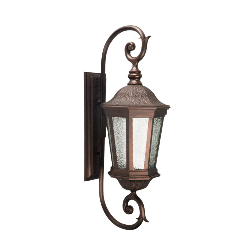 Metal Brown Wall Mount Light Aniseed Tiger Stripe 1 Light Country Wall Lamp Sconce with Water Glass Shade