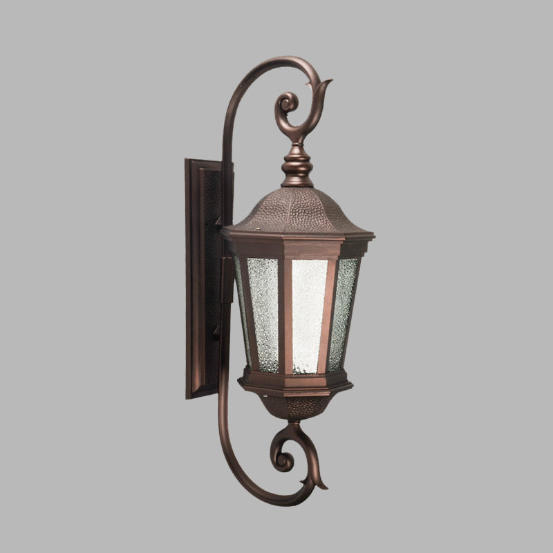 Metal Brown Wall Mount Light Aniseed Tiger Stripe 1 Light Country Wall Lamp Sconce with Water Glass Shade