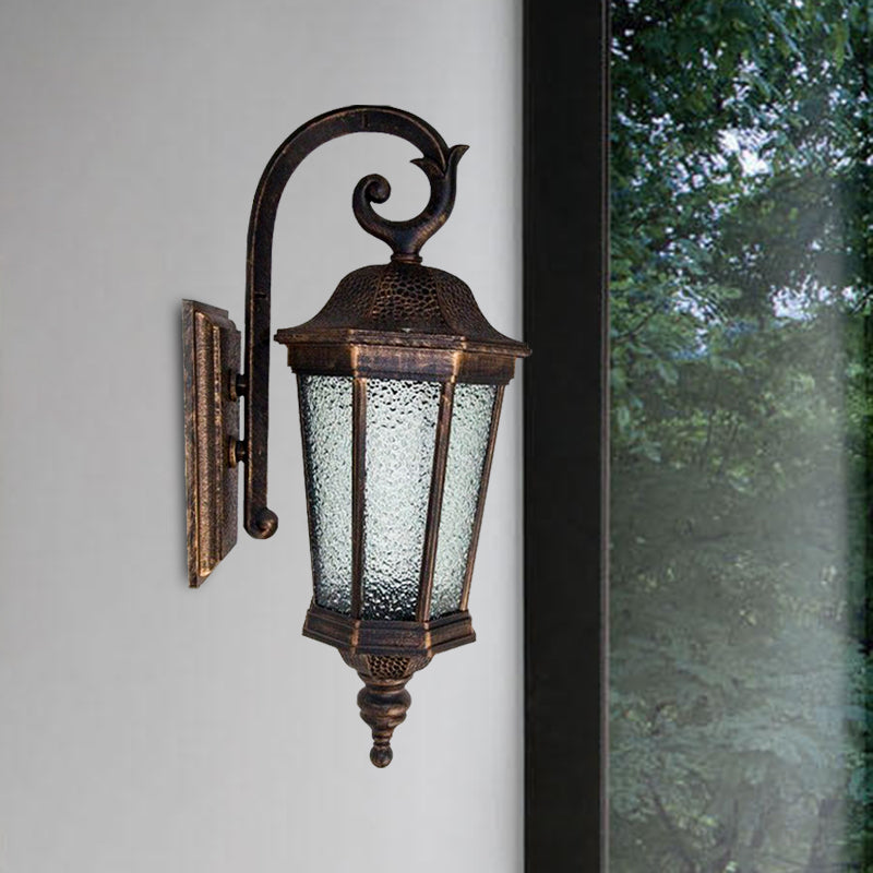 Rust Star Anise Wall Lodges Loges en verre d'eau 1 Light Light extérieur lampe murale avec conception de bande de tigre