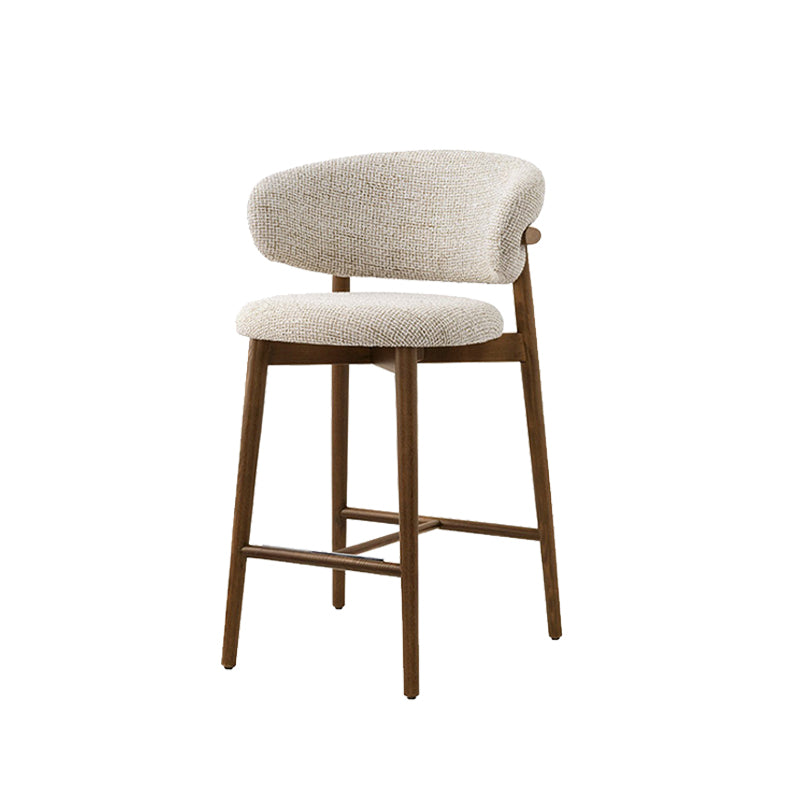 Solid Wood Dining Stools White Upholstered Bar Stools with Footrest