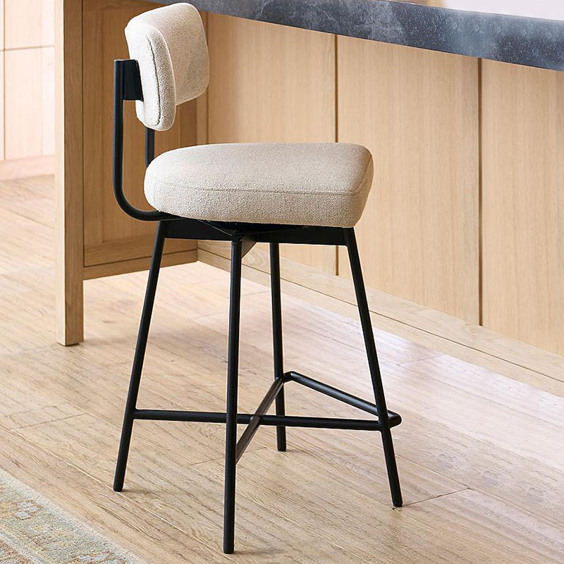 Low Back Dining Stools Upholstered Bar Stools with Metal Base