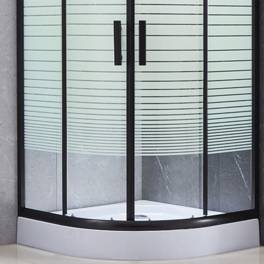 Tempered Glass Shower Enclosure Black Double Sliding Door Shower Kit