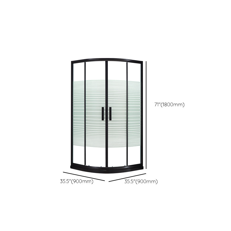 Tempered Glass Shower Enclosure Black Double Sliding Door Shower Kit