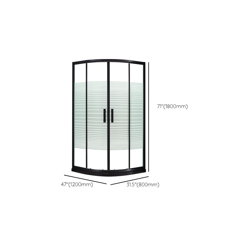 Tempered Glass Shower Enclosure Black Double Sliding Door Shower Kit