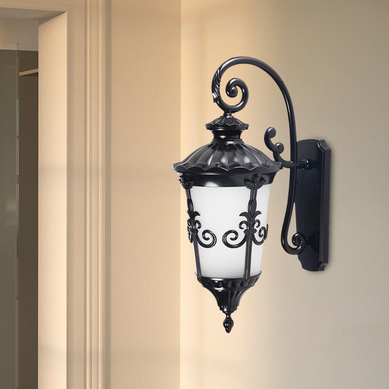 Applique murale en verre dépoli blanc pour ferme, 1 lumière, pour balcon, noir