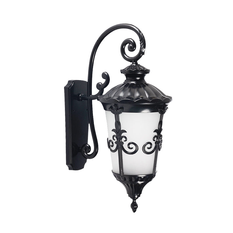 Applique murale en verre dépoli blanc pour ferme, 1 lumière, pour balcon, noir