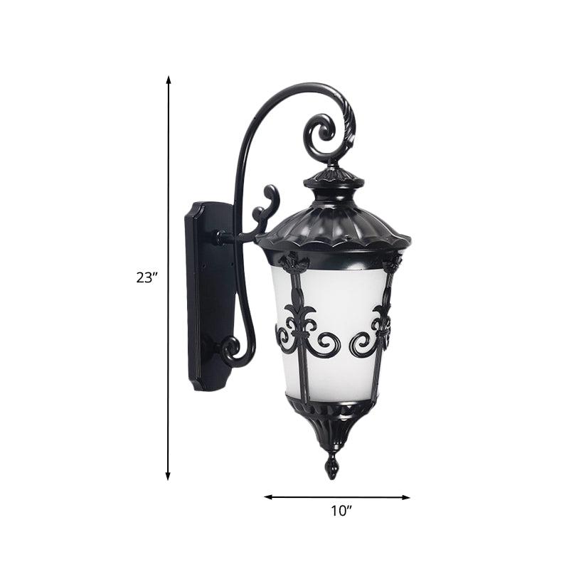 Applique murale en verre dépoli blanc pour ferme, 1 lumière, pour balcon, noir