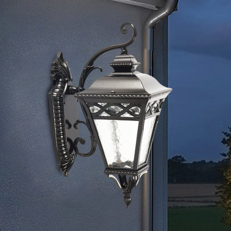 1 Idee di illuminazione a parete conico leggera Logge Finitura nera Lampada con applione da parete in vetro d'acqua trasparente