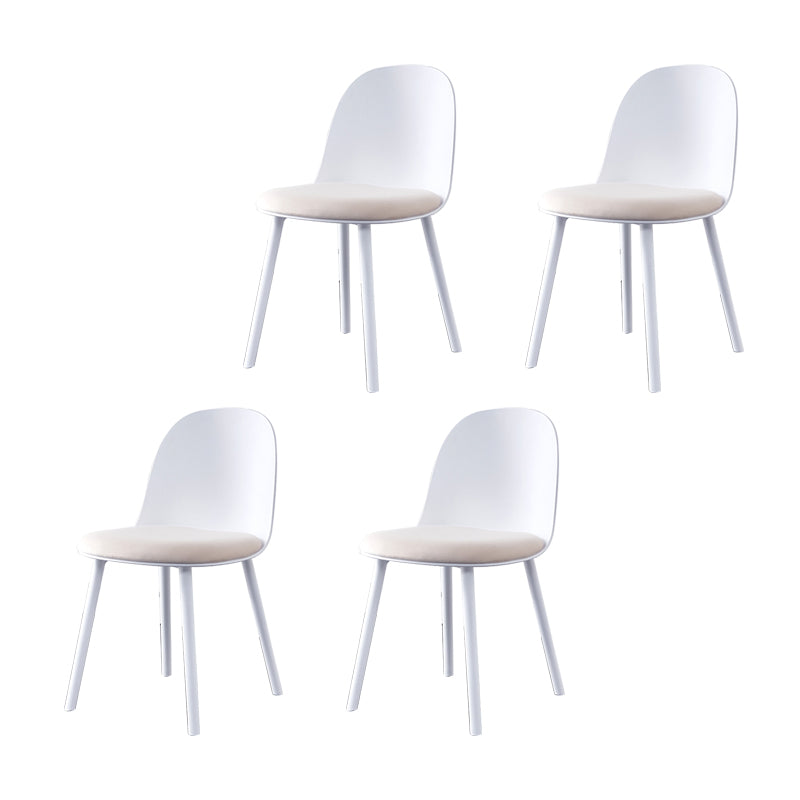 Modern Simple Side Chair Upholstered Dining Chair with Plastic Base for Kitchen