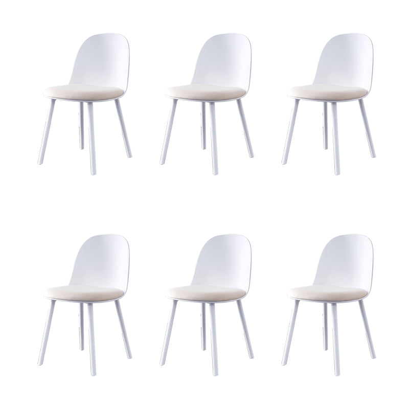 Modern Simple Side Chair Upholstered Dining Chair with Plastic Base for Kitchen
