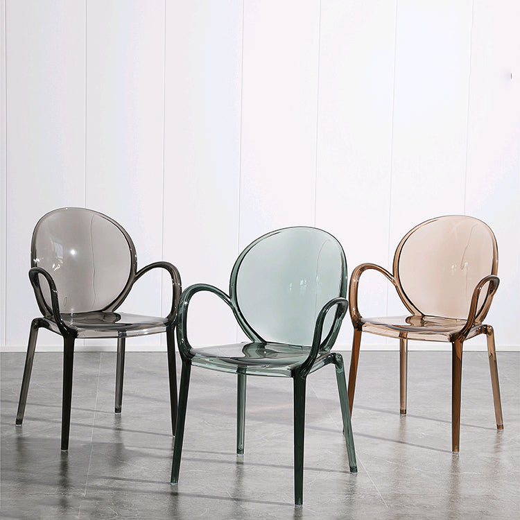 Modern Simple Arm Chair Plastic Base Stackable Dining Chair for Kitchen