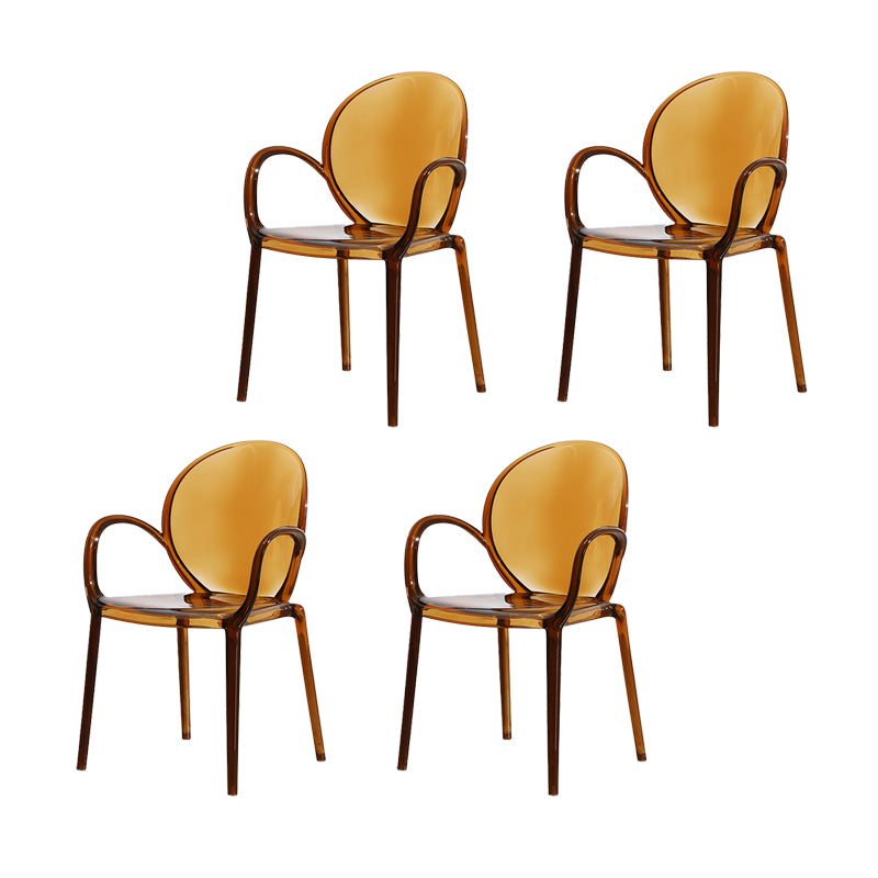 Modern Simple Arm Chair Plastic Base Stackable Dining Chair for Kitchen