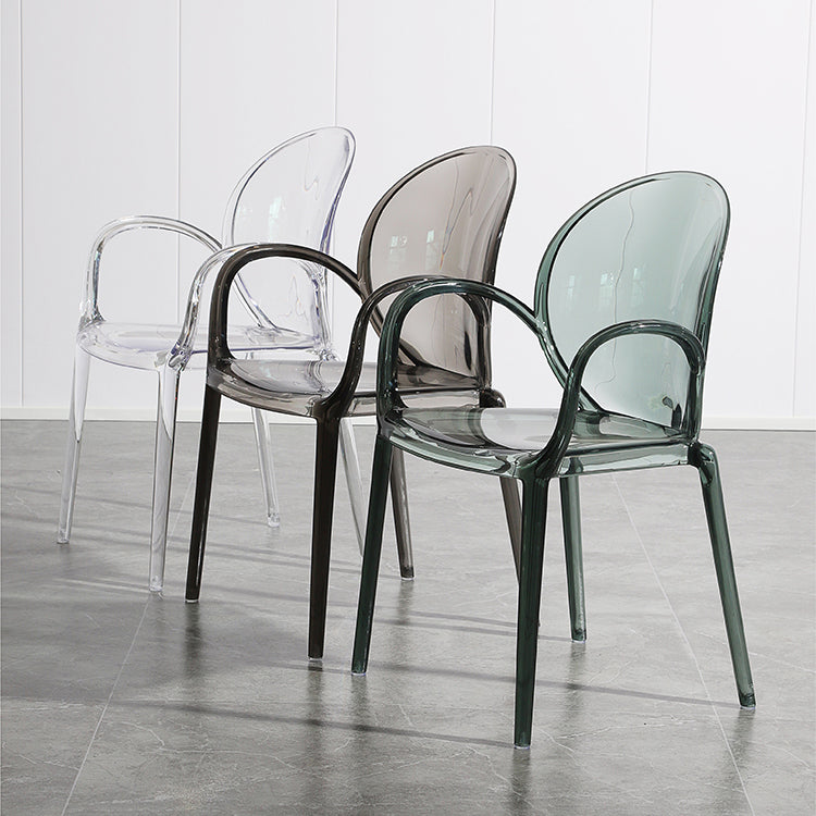 Modern Simple Arm Chair Plastic Base Stackable Dining Chair for Kitchen