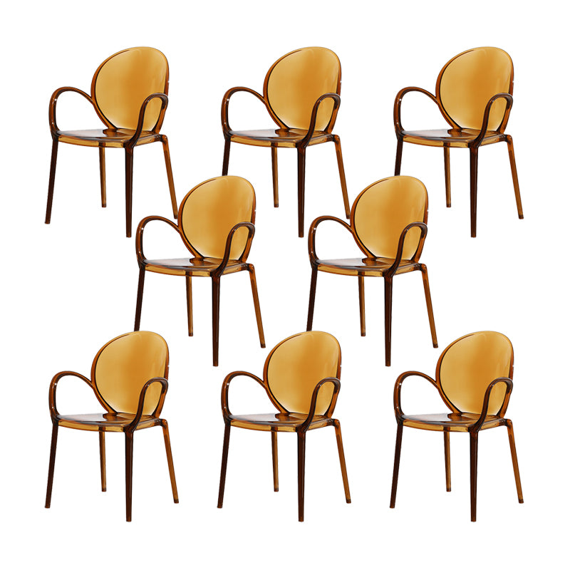 Modern Simple Arm Chair Plastic Base Stackable Dining Chair for Kitchen