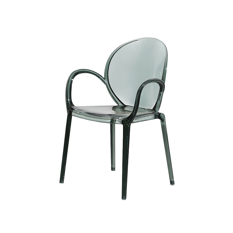 Modern Simple Arm Chair Plastic Base Stackable Dining Chair for Kitchen