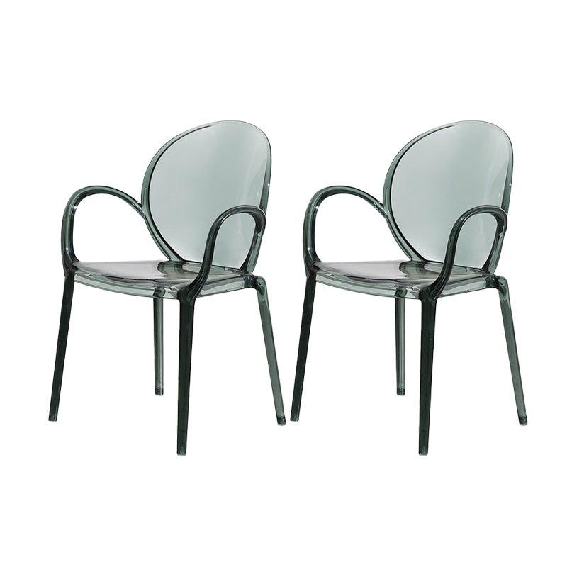 Modern Simple Arm Chair Plastic Base Stackable Dining Chair for Kitchen