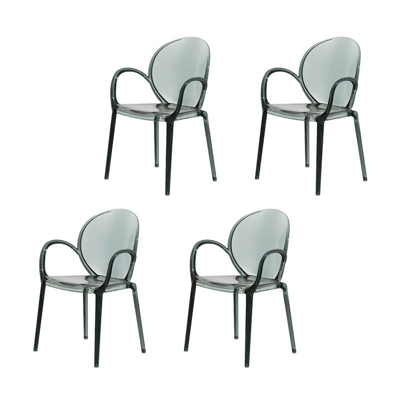 Modern Simple Arm Chair Plastic Base Stackable Dining Chair for Kitchen