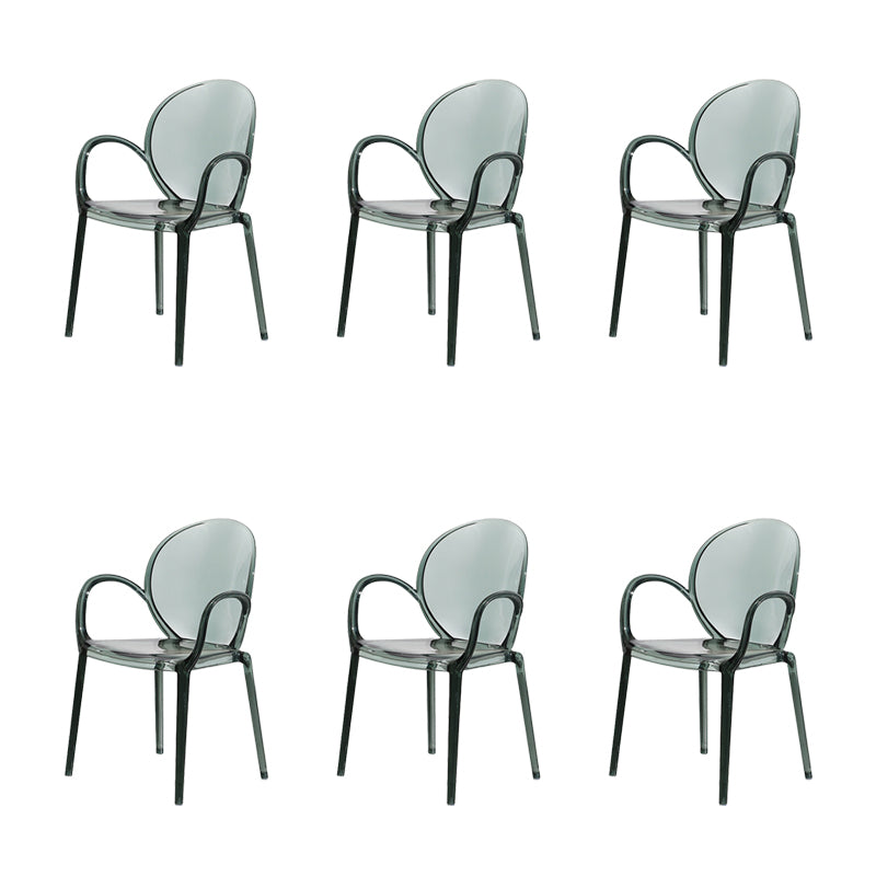 Modern Simple Arm Chair Plastic Base Stackable Dining Chair for Kitchen