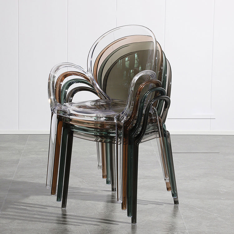 Modern Simple Arm Chair Plastic Base Stackable Dining Chair for Kitchen