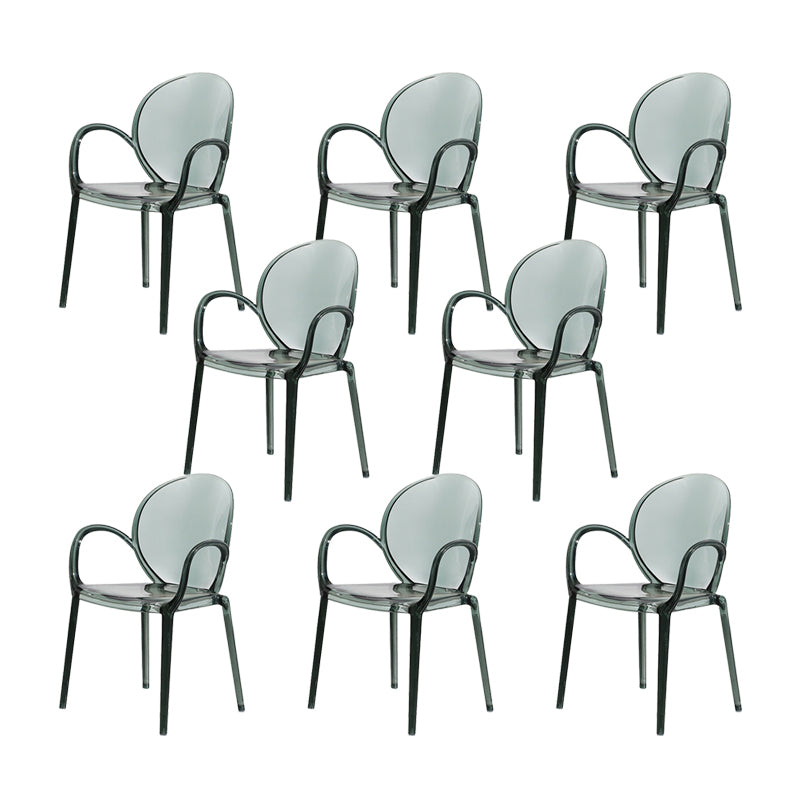 Modern Simple Arm Chair Plastic Base Stackable Dining Chair for Kitchen