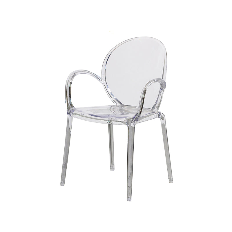 Modern Simple Arm Chair Plastic Base Stackable Dining Chair for Kitchen